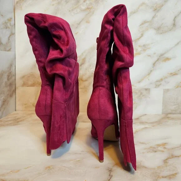 BCBGeneration Himani Slouch Tall Boot, Viva Pink Microsuede, Size 7, NWOT - Picture 3 of 5